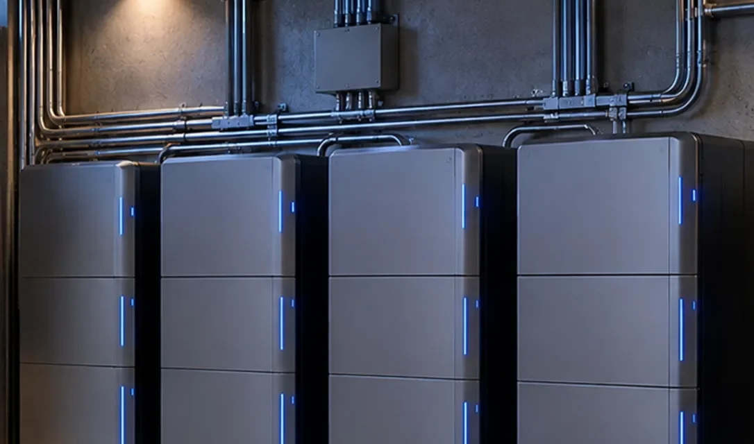 Magazyny energii Łódź 2 Moduły magazynu energii zamontowane w pomieszczeniu technicznym